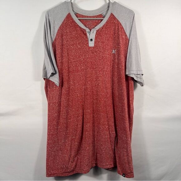 Hurley Salmon and Gray Short Sleeve Henley 0719 - Picture 1 of 11